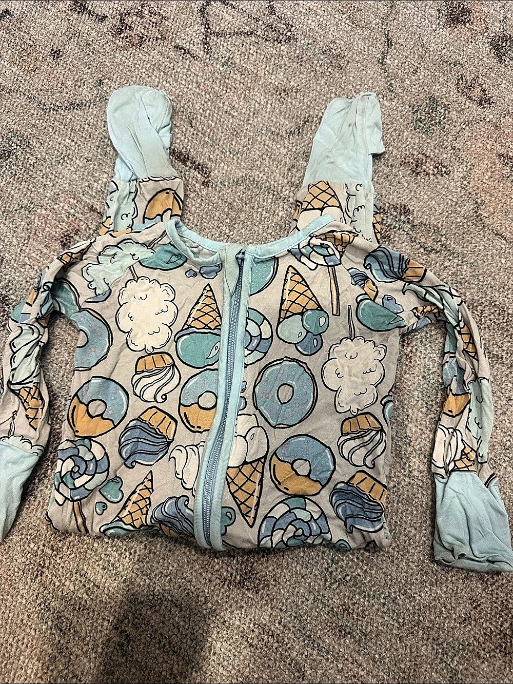 little sleepies Zippy Printed Footie Blue & Orange 3-6 Months